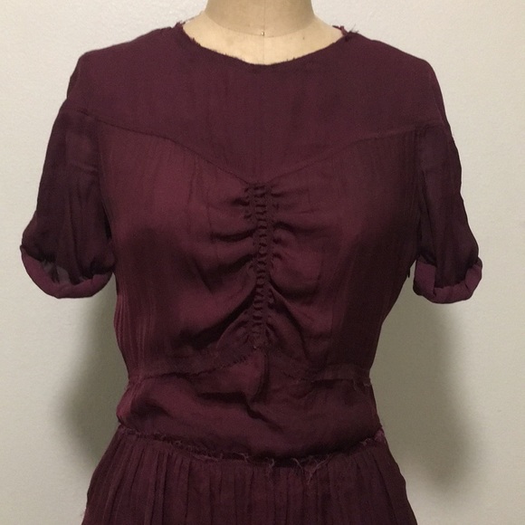 ISABEL MARANT TIERED BURGUNDY DRESS - Picture 4 of 9